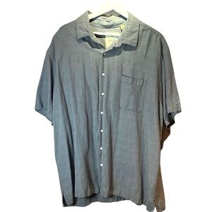 Tasso Elba Men’s Gray Linen Silk Blend Button Up Shirt Short Sleeves Size 2X